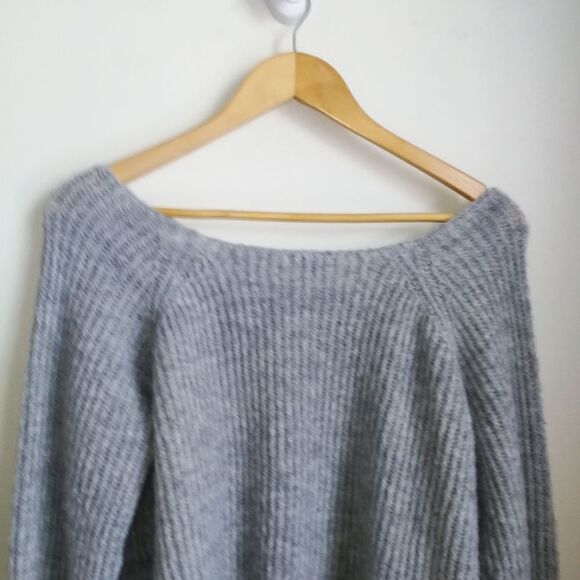 FASHION NOVA Grey & Turquoise Stripes Chunky Knit Cropped Sweater Large - Picture 6 of 13